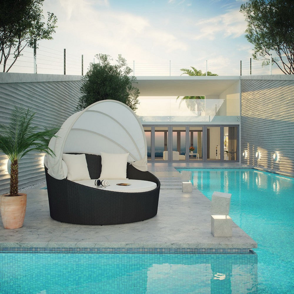 Modway Siesta Canopy Outdoor Patio Daybed Espresso White