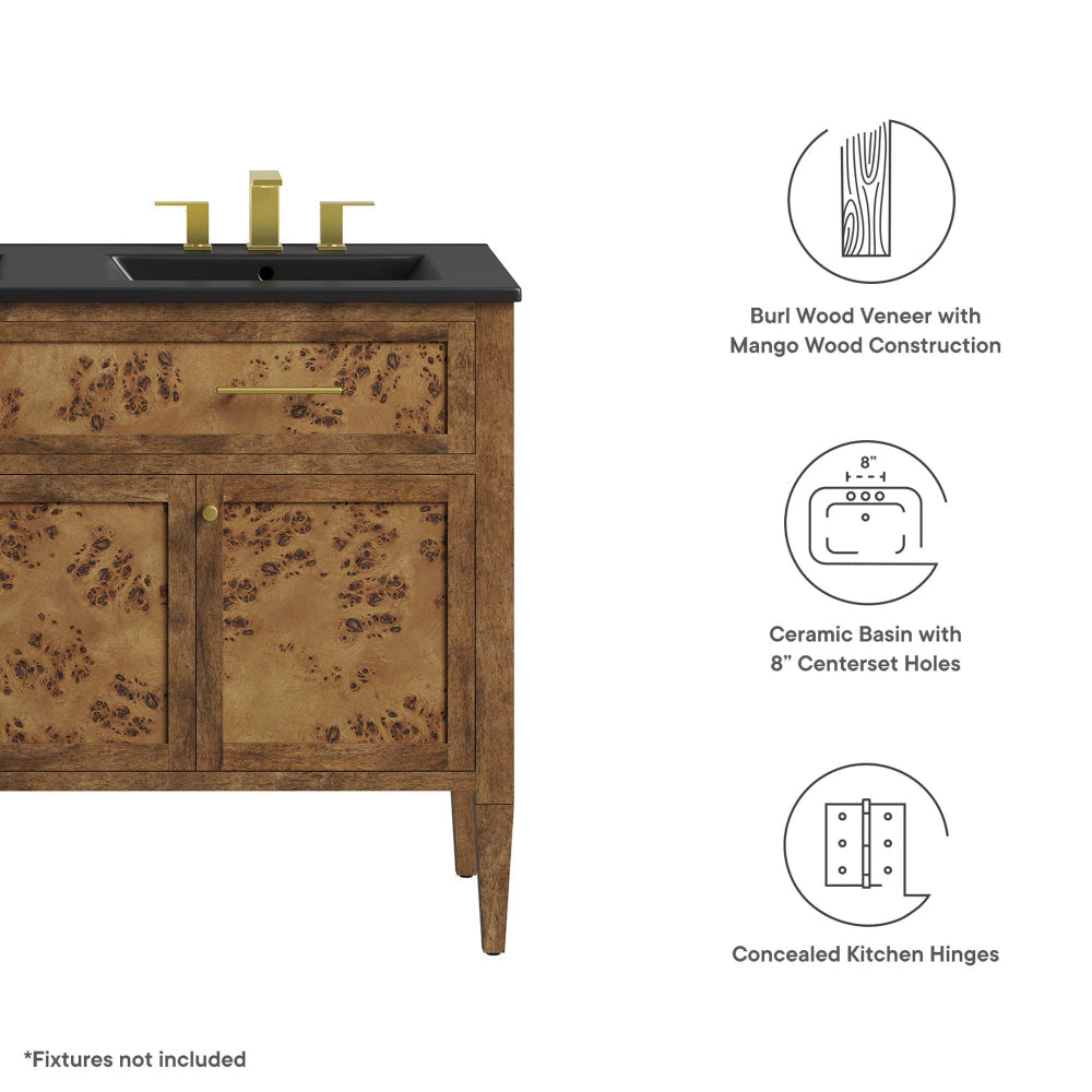 Elysian 48’’ Wood Double Sink Bathroom Vanity by Modway MDY-EEI-6457-BLK-BRN