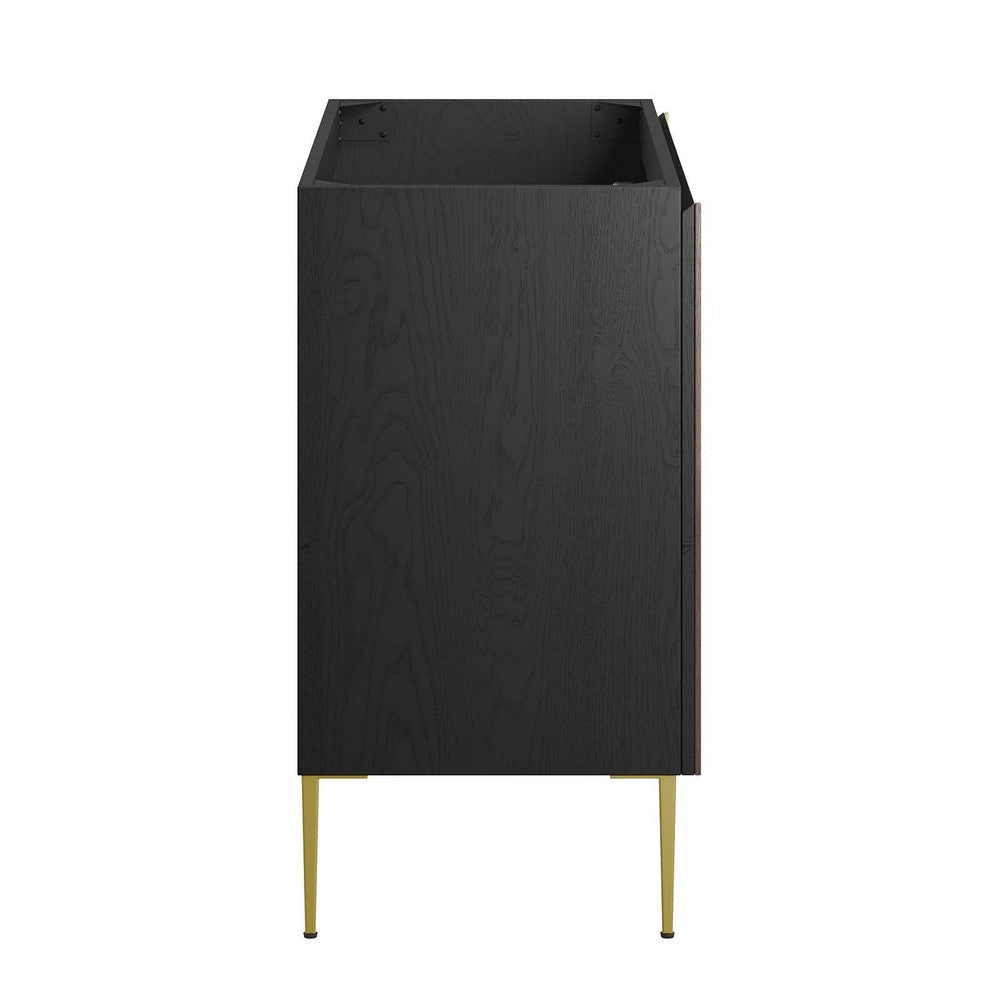 Modway Alchemist Modern Geometric Wood Grain 36’’ Bathroom Vanity Black with Ceramic Sink MDY-EEI-6465-BLK-BLK