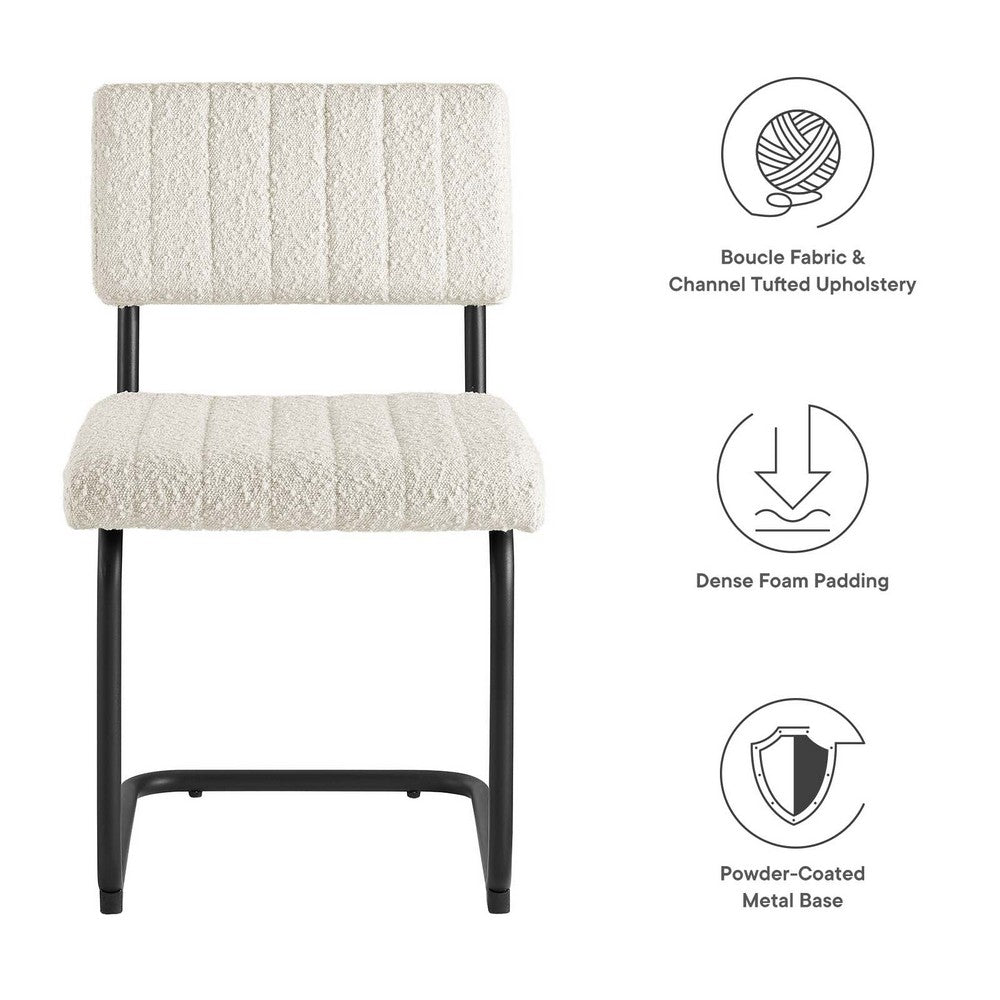 Parity Boucle Dining Side Chairs Set of 2 by Modway| White