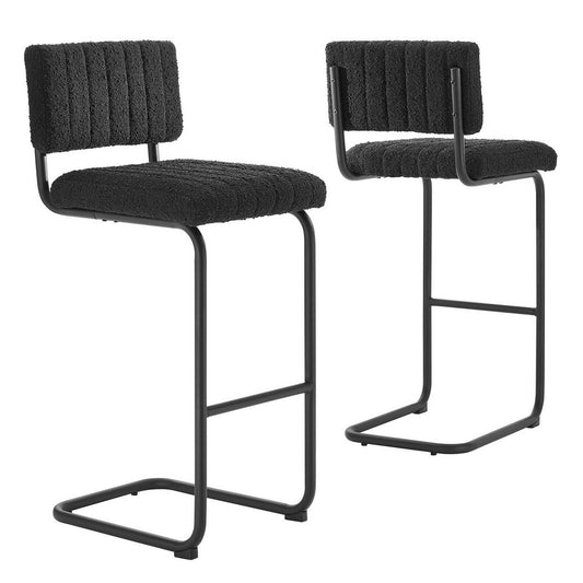 Parity Boucle Bar Stools Set of 2 by Modway| Black