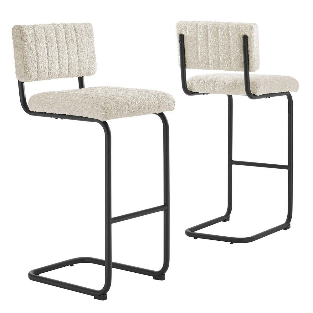 Parity Boucle Bar Stools Set of 2 by Modway| White