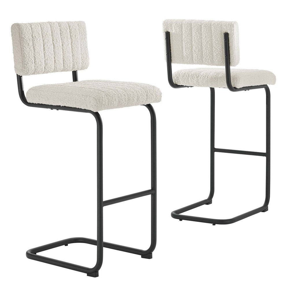 Parity Boucle Bar Stools Set of 2 by Modway| White