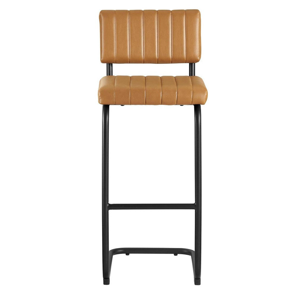 Modway EEI-6474-BLK-TAN Parity Vegan Leather Bar Stools - Set of 2 Black Tan MDY-EEI-6474-BLK-TAN