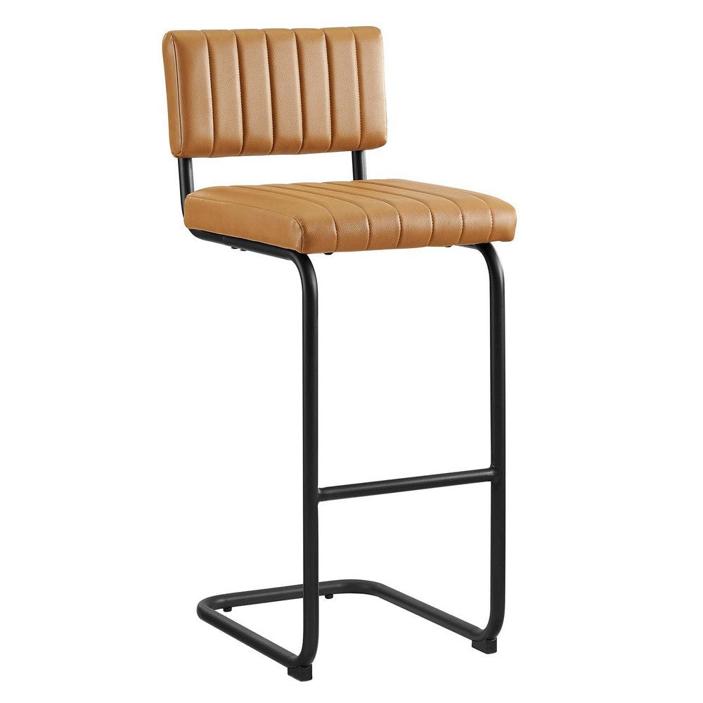 Modway EEI-6474-BLK-TAN Parity Vegan Leather Bar Stools - Set of 2 Black Tan MDY-EEI-6474-BLK-TAN