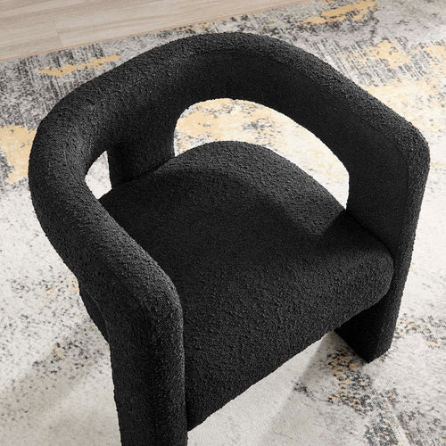 Modway Kayla Boucle Fabric Upholstered Living Room Accent Armchair in Black
