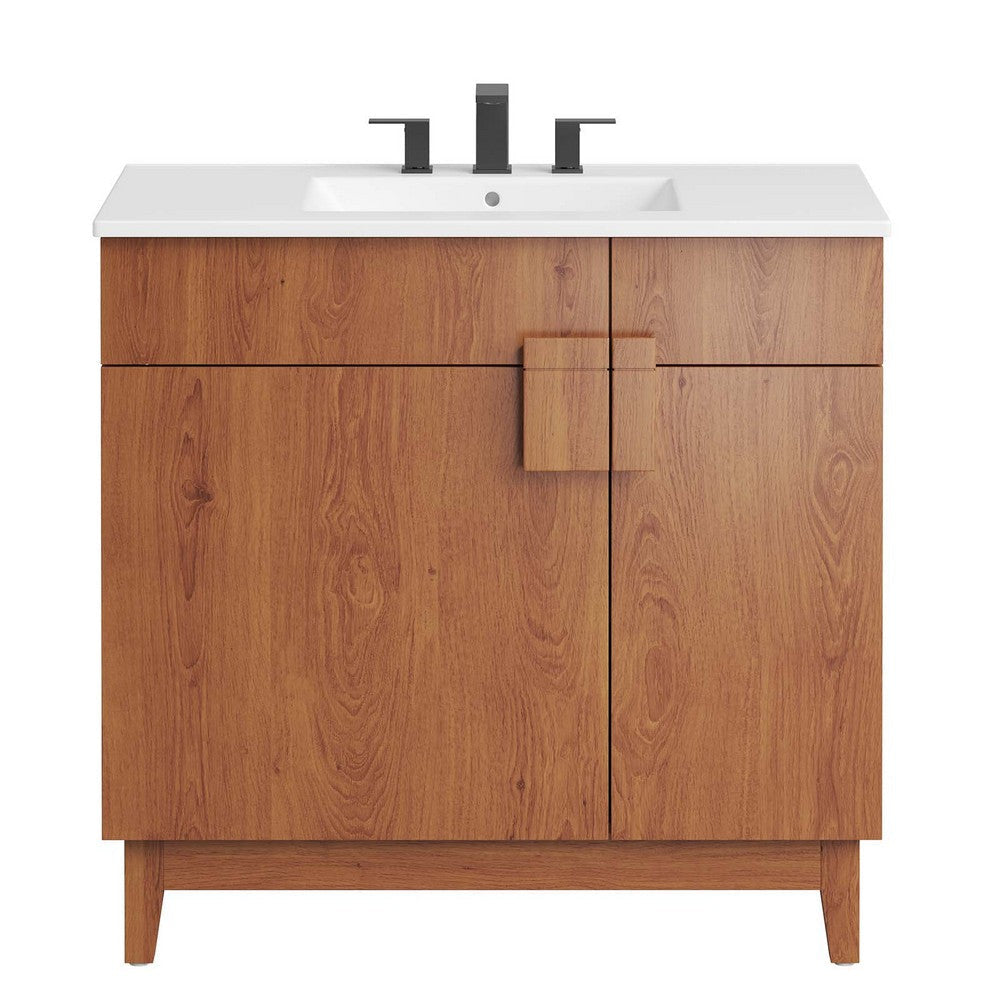 Modway Miles Vanity 36 Inch White Walnut MDY-EEI-6484-WHI-WAL