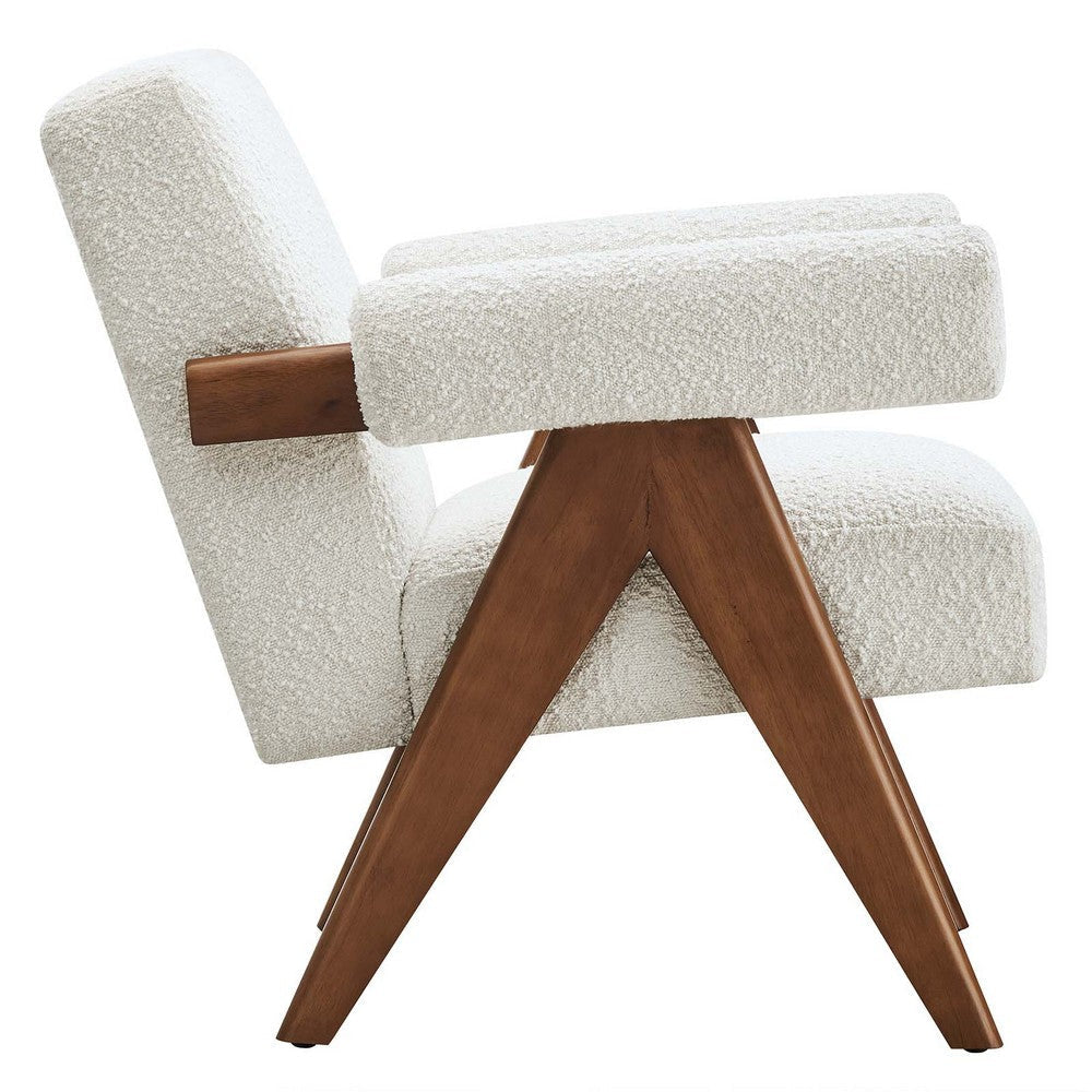 Modway Lyra Living Room Modern Accent Lounge Chair with Boucle Fabric in Ivory MDY-EEI-6502-IVO