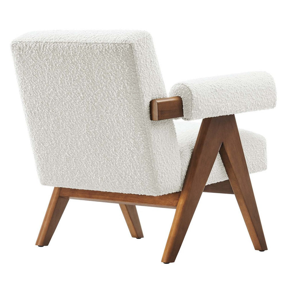 Modway Lyra Living Room Modern Accent Lounge Chair with Boucle Fabric in Ivory MDY-EEI-6502-IVO