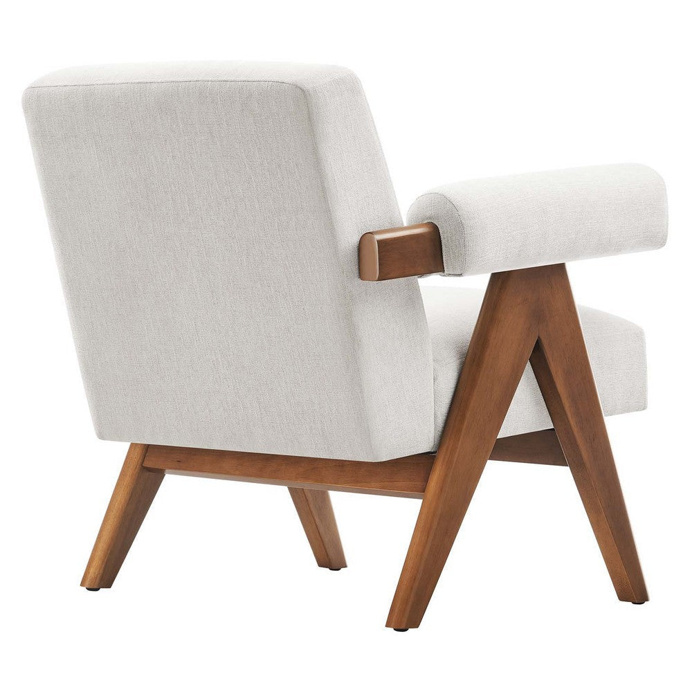 Modway Lyra Living Room Modern Accent Lounge Chair with Heathered Ivory Fabric MDY-EEI-6503-HEI