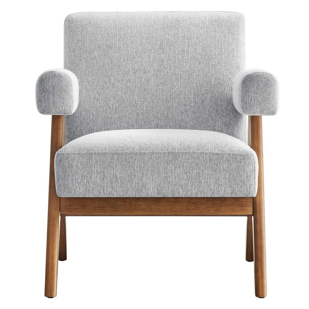 Modway Lyra Living Room Modern Accent Lounge Chair with Heathered Light Gray Fabric MDY-EEI-6503-HLG