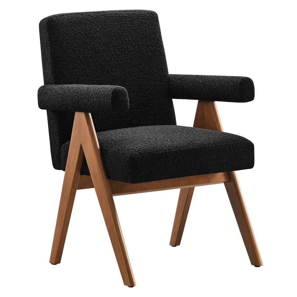 Modway Lyra Dining Room Chair with Boucle Fabric in Black-Set of 2 MDY-EEI-6506-BLK