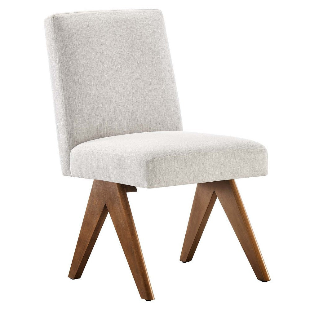 Modway Lyra Dining Room Side Chair with Heathered Woven Set of 2 Ivory Fabric MDY-EEI-6509-HEI