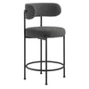 Modway EEI-6518-CHA-BLK Albie Boucle Fabric Counter Stools - Set of 2 Charcoal Black MDY-EEI-6518-CHA-BLK