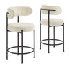 Modway EEI-6518-IVO-BLK Albie Boucle Fabric Counter Stools - Set of 2, Ivory Black