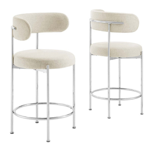 Albie Fabric Counter Stools - Set of 2 - No Shipping Charges MDY-EEI-6519-BEI-SLV