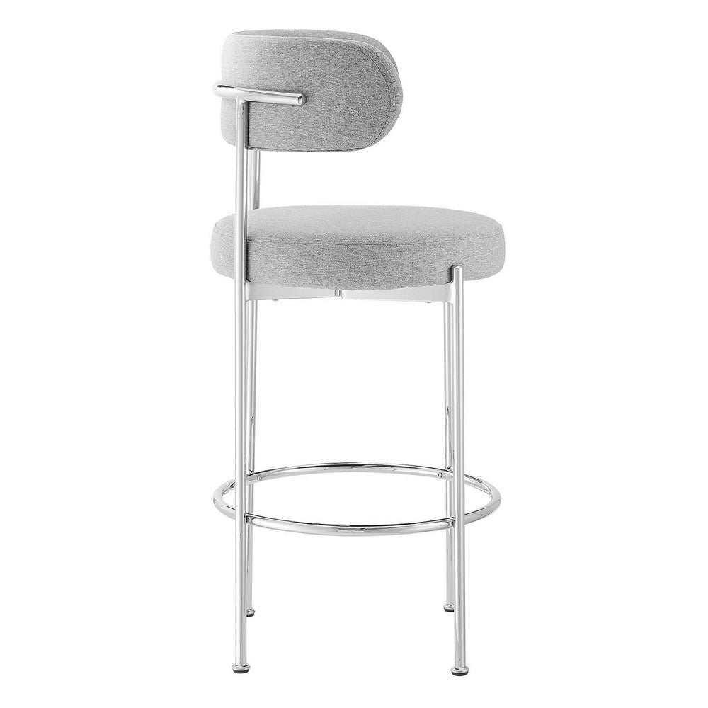 Modway EEI-6521-GRY-SLV Albie Fabric Bar Stools - Set of 2 Gray Silver MDY-EEI-6521-GRY-SLV