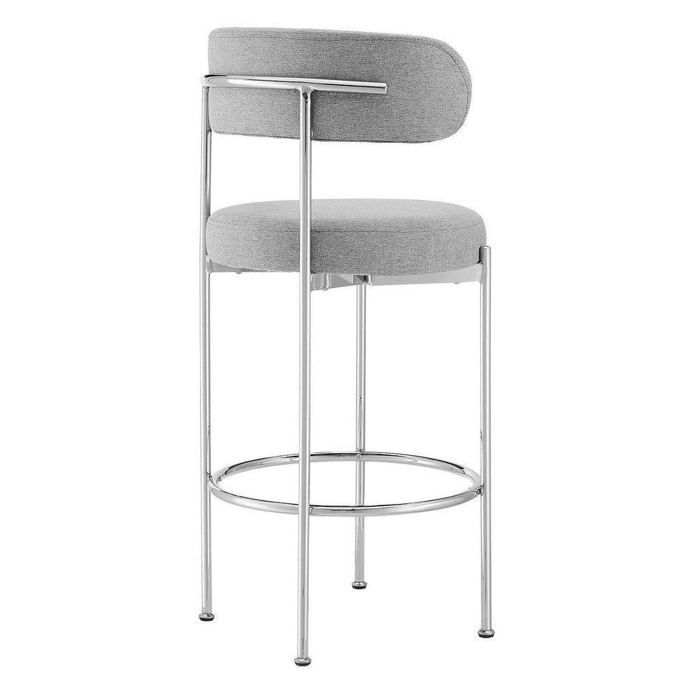 Modway EEI-6521-GRY-SLV Albie Fabric Bar Stools - Set of 2 Gray Silver MDY-EEI-6521-GRY-SLV