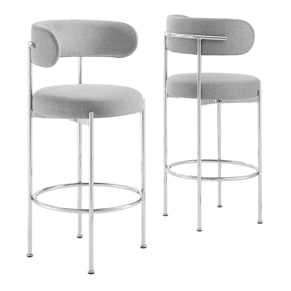 Modway EEI-6521-GRY-SLV Albie Fabric Bar Stools - Set of 2, Gray Silver