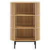 Modway Fortitude 3-Tier Wood Display Cabinet with Open Storage in Oak