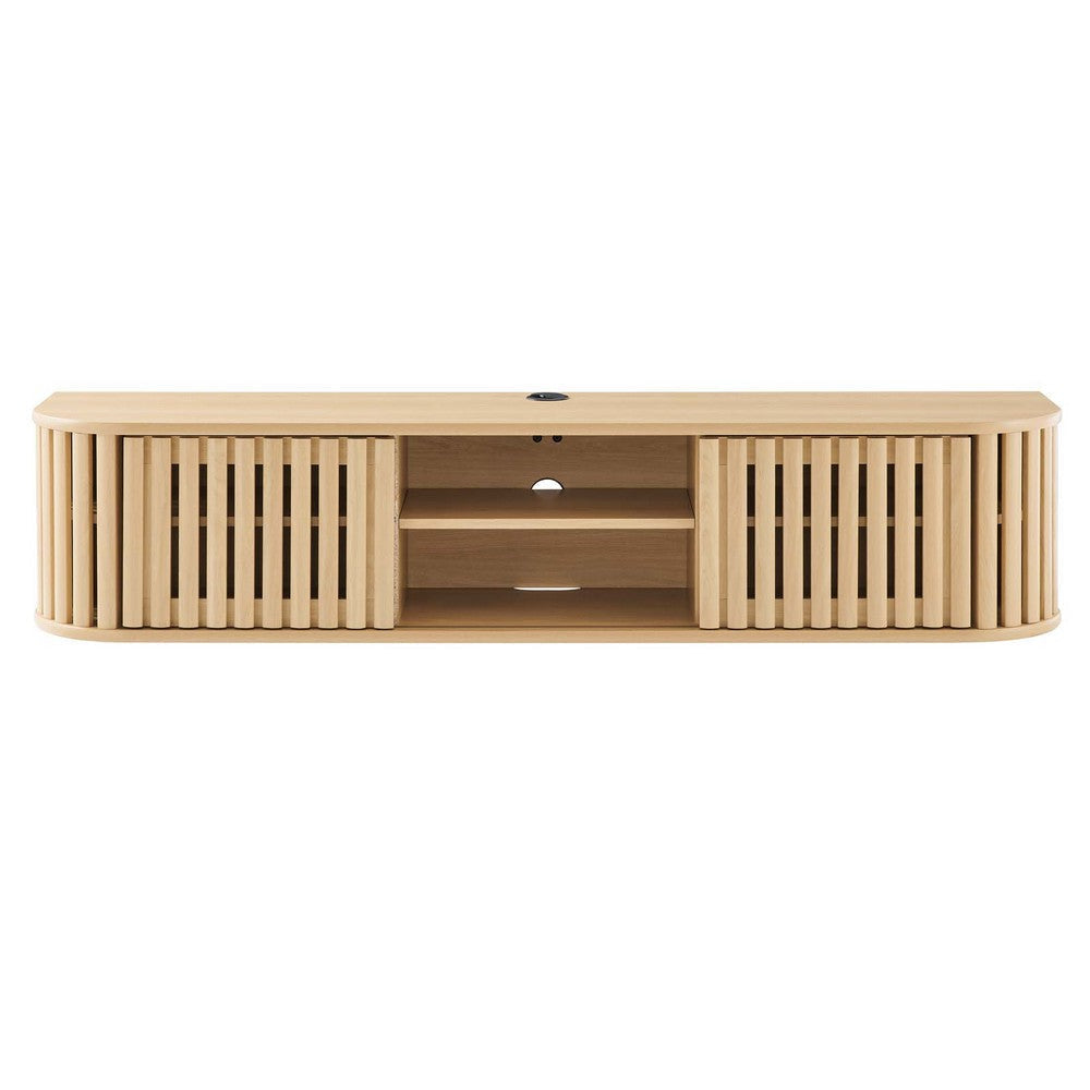 Modway EEI-6528-OAK Fortitude 63’’ Wall-Mounted TV Stand Oak