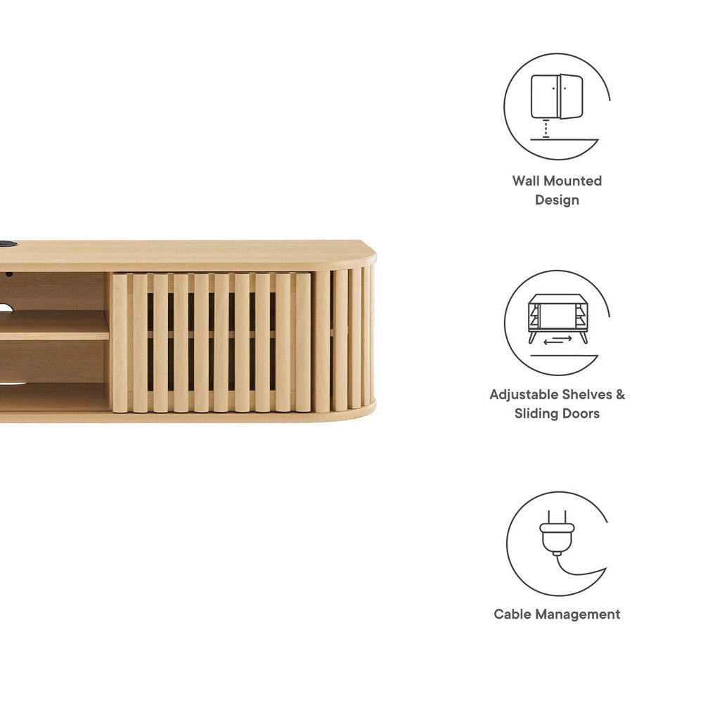 Modway EEI-6528-OAK Fortitude 63’’ Wall-Mounted TV Stand Oak