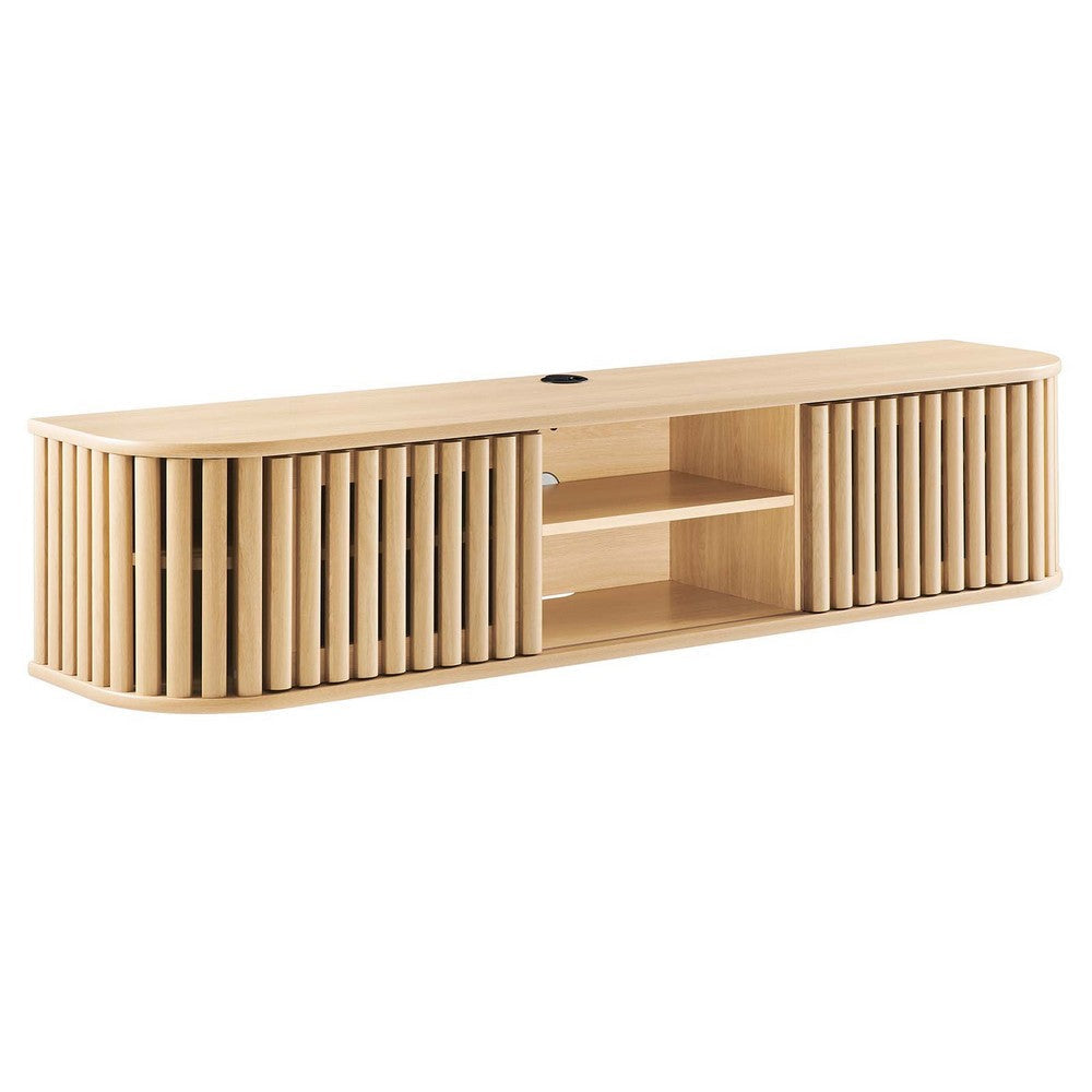 Modway EEI-6528-OAK Fortitude 63" Wall-Mounted TV Stand, Oak