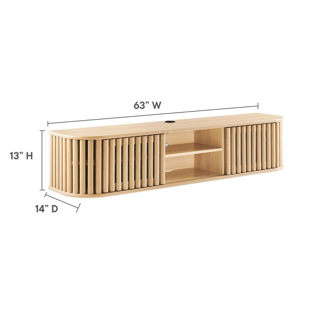 Modway EEI-6528-OAK Fortitude 63’’ Wall-Mounted TV Stand Oak