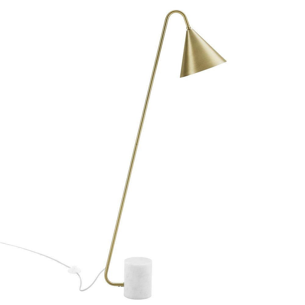 Modway EEI-6531-SBR Ayla Marble Base Floor Lamp Satin Brass MDY-EEI-6531-SBR