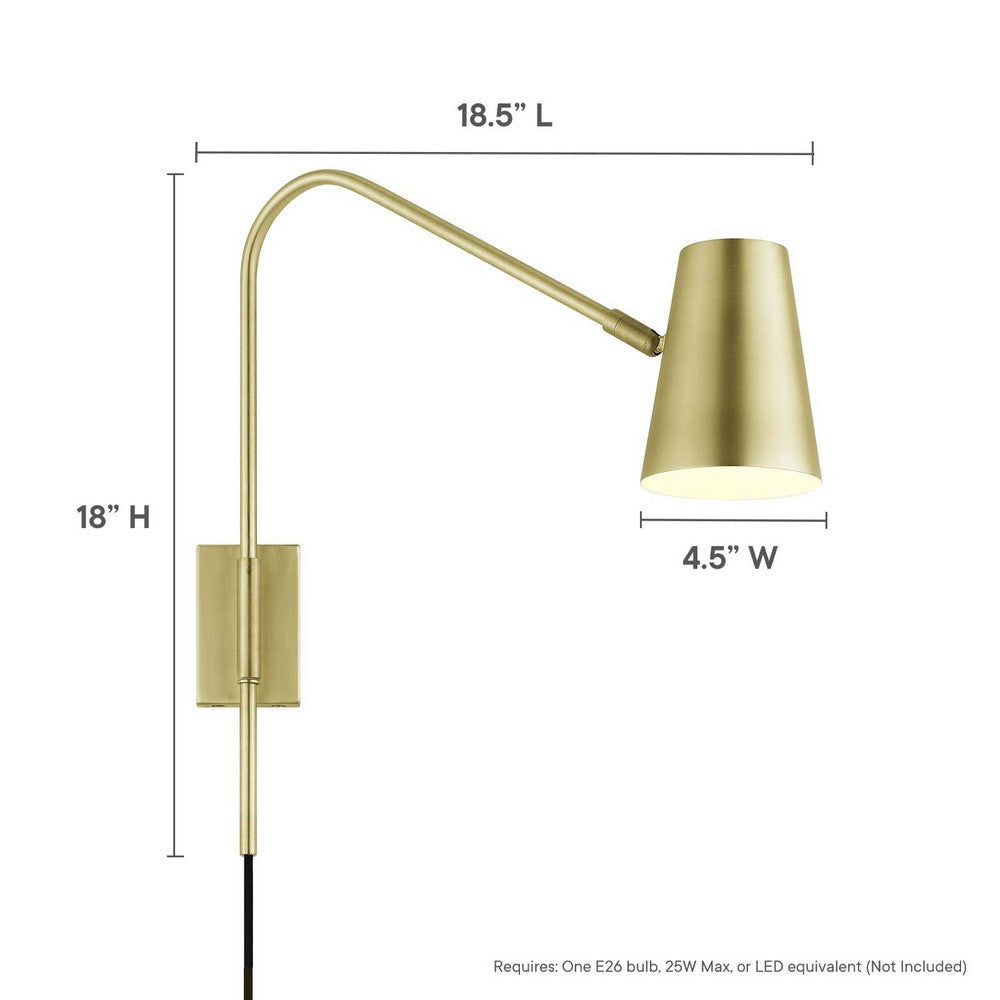 Modway EEI-6532-SBR Faye Metal Wall Sconce Satin Brass MDY-EEI-6532-SBR