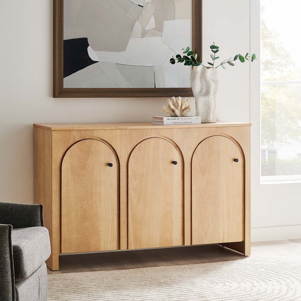 Modway Appia 3-Door Arched Door Sideboard Storage Cabinet Oak MDY-EEI-6536-OAK