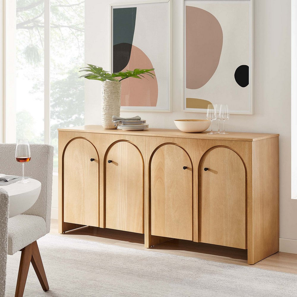 Modway Appia Wood Grain 4-Door Sideboard Storage Cabinet Oak MDY-EEI-6538-OAK