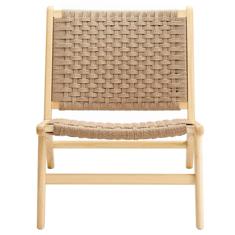 Modway Saoirse Wood Accent Lounge Chair-Woven Rope Seating Natural MDY-EEI-6543-NAT-NAT