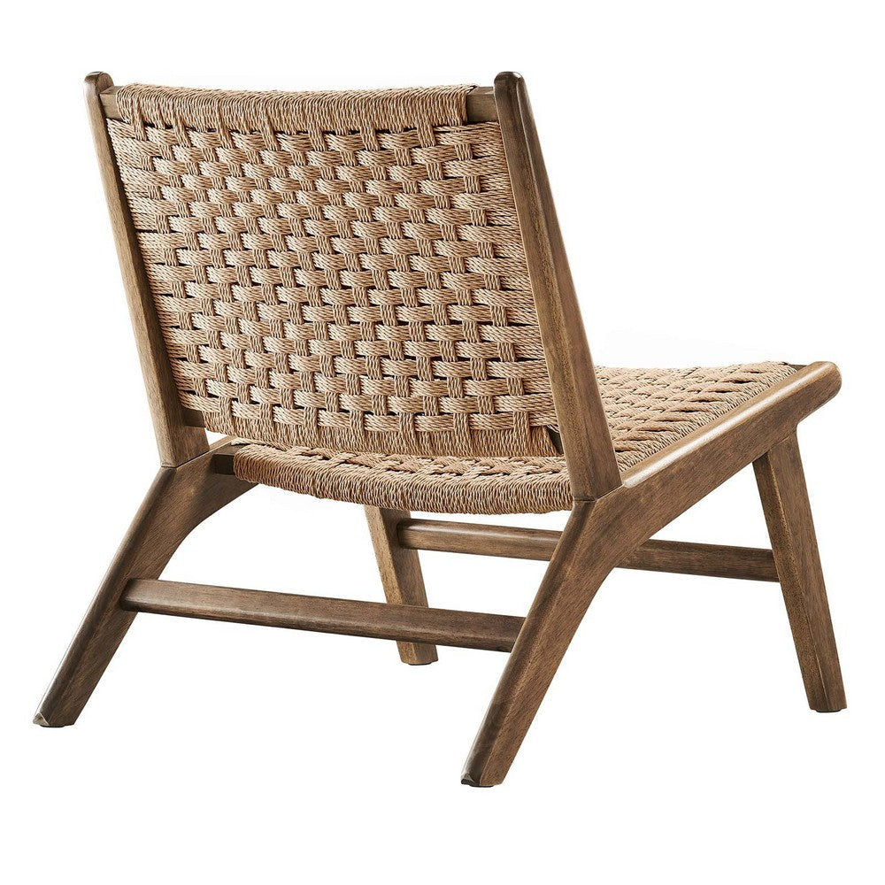 Modway Saoirse Wood Accent Lounge Chair-Woven Rope Seating in Walnut Natural MDY-EEI-6543-WAL-NAT