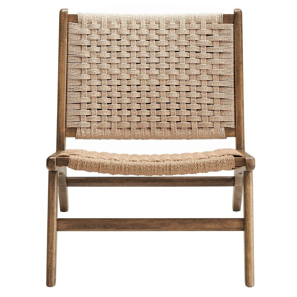 Modway Saoirse Wood Accent Lounge Chair-Woven Rope Seating in Walnut Natural MDY-EEI-6543-WAL-NAT