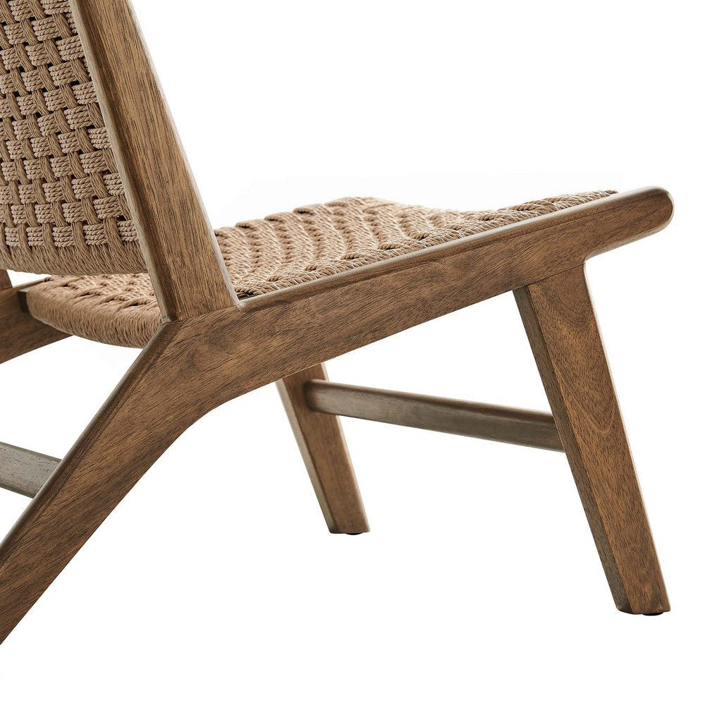 Modway Saoirse Wood Accent Lounge Chair-Woven Rope Seating in Walnut Natural MDY-EEI-6543-WAL-NAT