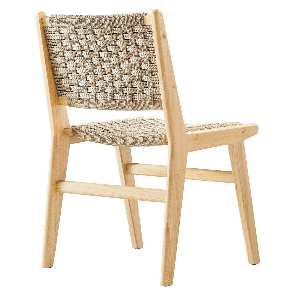 Modway Saoirse Wood Dining Side Chair-Set of 2-Woven Rope Seating Natural MDY-EEI-6545-NAT-NAT