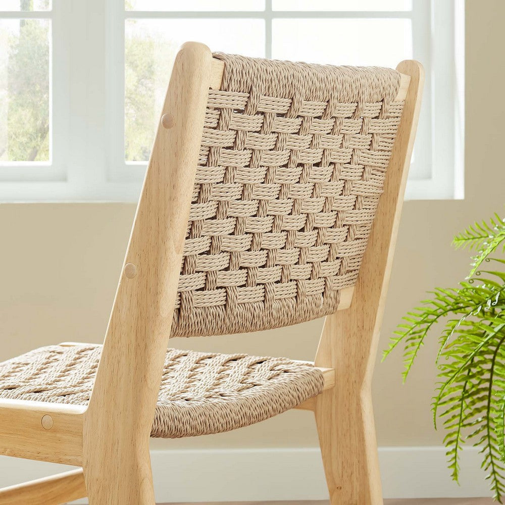 Modway Saoirse Wood Dining Side Chair-Set of 2-Woven Rope Seating Natural MDY-EEI-6545-NAT-NAT