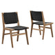 Modway Saoirse Wood Dining Side Chair-Set of 2-Woven Rope Seating in Walnut Black