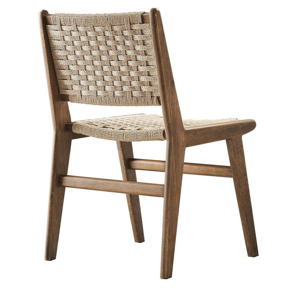 Modway Saoirse Wood Dining Side Chair-Set of 2-Woven Rope Seating in Walnut Natural MDY-EEI-6545-WAL-NAT