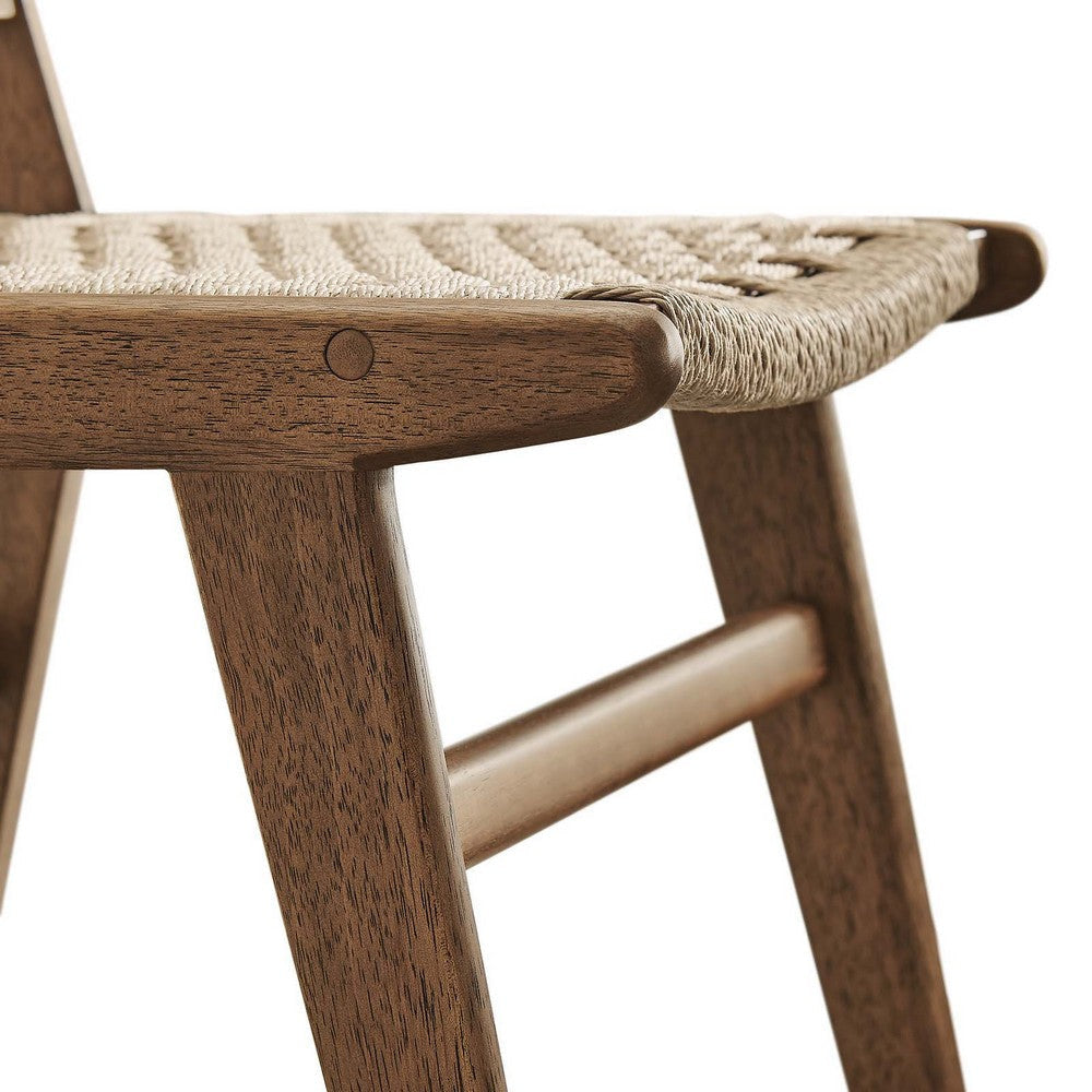 Modway Saoirse Wood Dining Side Chair-Set of 2-Woven Rope Seating in Walnut Natural MDY-EEI-6545-WAL-NAT