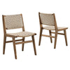 Modway Saoirse Wood Dining Side Chair-Set of 2-Woven Rope Seating in Walnut Natural