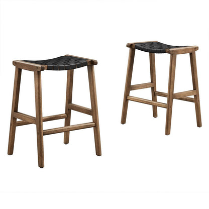 Saoirse Faux Leather Wood Counter Stool - Set of 2  - No Shipping Charges