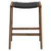 Modway Saoirse Woven Rope Wood Counter Stool - Set of 2 in Walnut Black MDY-EEI-6548-WAL-BLK