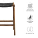 Modway Saoirse Woven Rope Wood Counter Stool - Set of 2 in Walnut Black MDY-EEI-6548-WAL-BLK