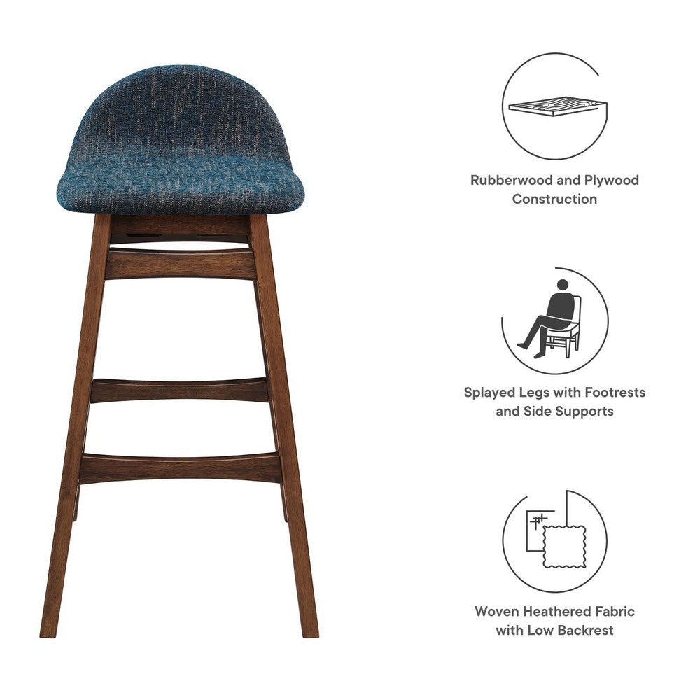 Modway EEI-6553-HEA Juno Wood Bar Stool - Set of 2 Navy Fabric MDY-EEI-6553-HEA