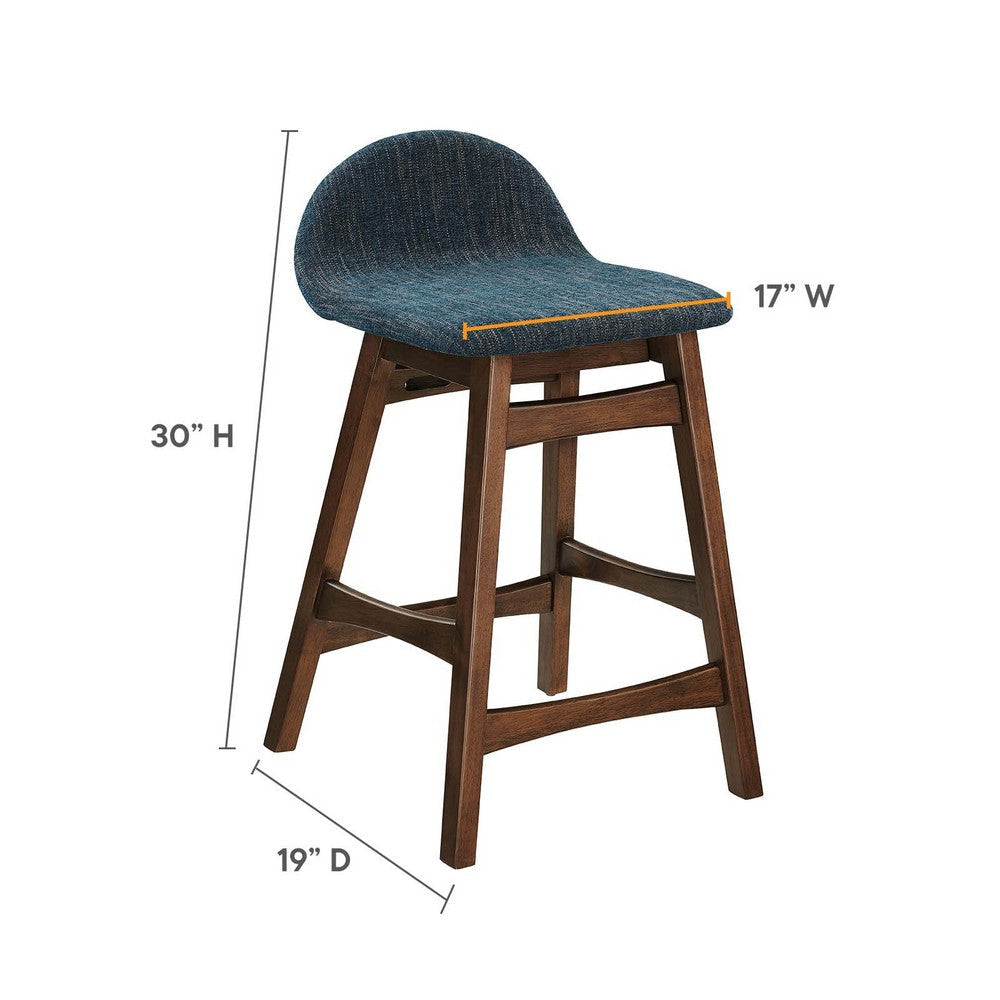 Modway EEI-6555-HEA Juno Wood Counter Stool - Set of 2 Navy Fabric MDY-EEI-6555-HEA