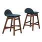 Modway EEI-6555-HEA Juno Wood Counter Stool - Set of 2 Navy Fabric MDY-EEI-6555-HEA