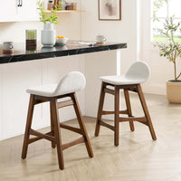 Modway EEI-6555-HEI Juno Wood Counter Stool - Set of 2, Ivory Fabric