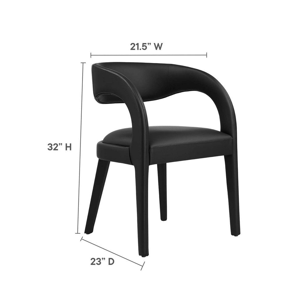 Modway EEI-6561-BLK Pinnacle Vegan Leather Dining Chair Set of Two Black MDY-EEI-6561-BLK